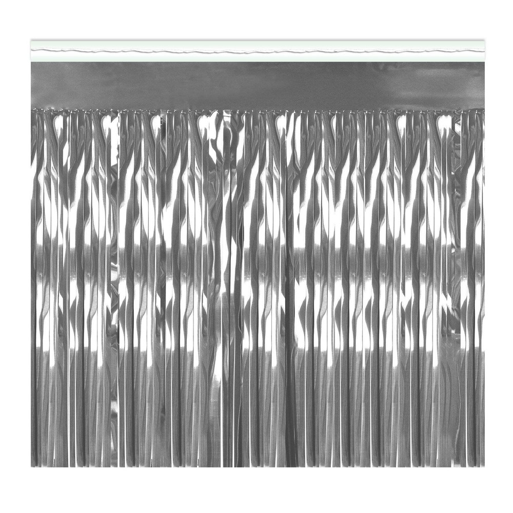 Beistle Silver 1-Ply Metallic Fringe Drape – General Occasion | Party Supply