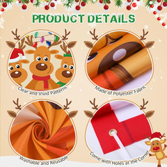 Reindeer Stable Door Cover Banner 70.9 X 35.4 Inch Christmas Holiday Door Decor