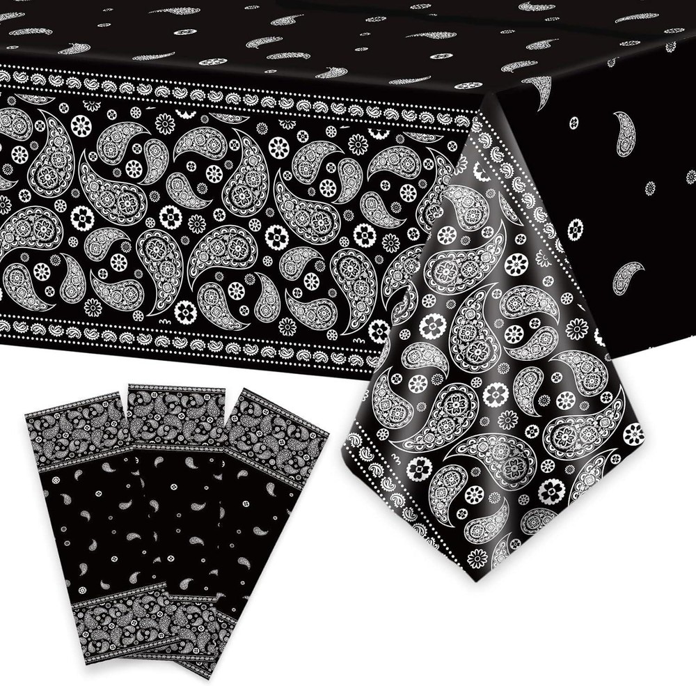 3 Piezas De Manteles De Fiesta Con Bandana Negra, Manteles De Plastico Para …