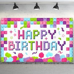 6 x 3.6 ft Building Blocks Birthday Banner Blocks Birthday Fabric Photography…