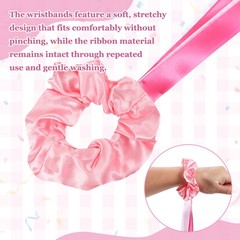 Rainbow Dance Ribbons, Wrist Streamers 20″ & 12 Pcs & White & Rose Pink