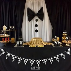 Letjolt Checkerboard Triangle Banner Decoration 10 feet, Black and White