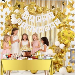 Gold Birthday Decorations Set – 92Pcs Set Gold Banner, Star Garland, Crown, S…