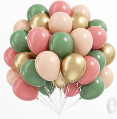 60Pcs Pink and Green Balloons, 12 Inch Sage Green Dusty Pink Metallic Gold Nude