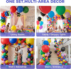 36 Inch Assorted Rainbow Large Latex Balloons, 15 PCS Big Multicolor Colorful Ba