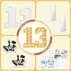 4FT Light Up Numbers Marquee 13th Birthday Decorations Large Foam Board DIY Kit
