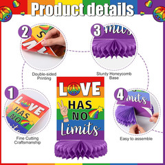 11 Pcs Pride Decorations 3D Rainbow Honeycomb Table Centerpiece Gay Pride Month