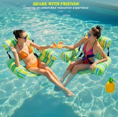 Pool Chair Float Adult Inflatable Floating Chair Fabric Covered Water Float S…