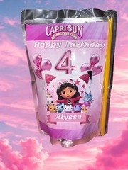 Gabby’s Dollhouse Pink Custom Personalized Juice Pouch Labels-set Of 12