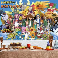 Digimon Adventure Party Supplies Birthday Decoration Backdrop Banner Vinyl 5*3ft