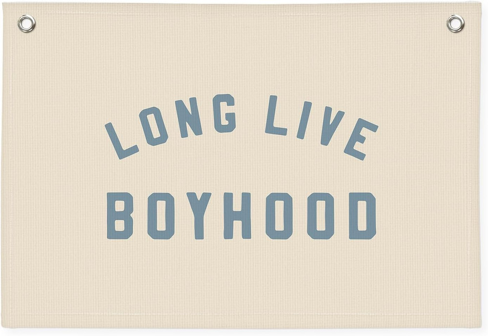 Boys Room Decor, Long Live Boyhood Banner, Baby Boy Shower Decorations, Linen Ca