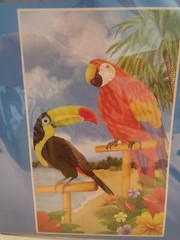 Beach Scene Parrot’s & Tropical Flowers DOOR COVER Luau Mural Party Wall Decor