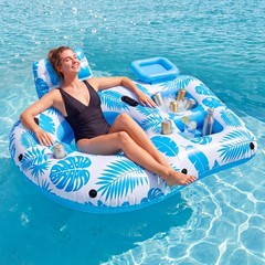 1 or 2 Person Inflatable Pool Float Adult Chair Lounger Floaties with Grab Ha…