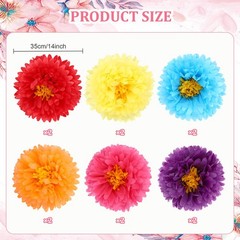 Fiesta Tissue Paper Flowers Pom Poms Mexican Carnival Decor 14 In 12 Pcs