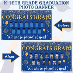 2026 Graduation Backdrop K-12th Congrats Grad Banner 73 x 44 Inch Personalized..