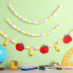 3 Pcs Back to School Decorations 10 Ft Apple and Pencil Felt Ball Banner Cute Po