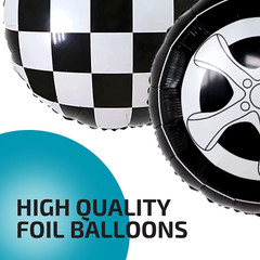 12 PCS Race Car Balloons – Wheel Tire Race Car Birthday Party Supplies 18 Inch M