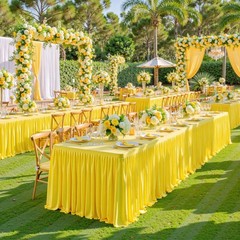 Party Talk 1 Pack Yellow Rectangle Table Clothes for 6 Foot Tables, Polyester Wr