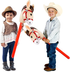 12 PCS 37 Inch Inflatable Stick Horse Premium PVC Horse Head Stick for Western P