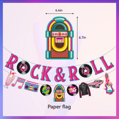 50’S Party Decorations Include Rock and Roll Banner, 50S Theme Hanging Swirls an