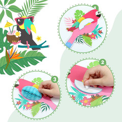 6 Pieces Hawaiian Tropical Birds Hanging Parrot Honeycomb Party Decorations