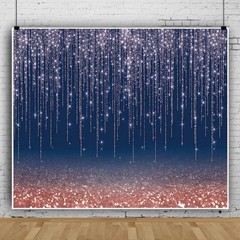 Navy Blue Glitter Backdrop 12x10ft Rose Gold and Blue Background for Photography