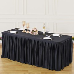 Black Polyester Table Clothes for 8 Foot Rectangle Tables, Wrinkle Free Fitted T