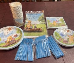 NEW Winnie The Pooh Bear Birthday Party Decorations Lot Of Tableware For 20