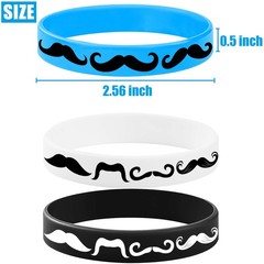 48PCS Moustache Rubber Bracelets Party Favors-Moustache Silicone Wristbands P…