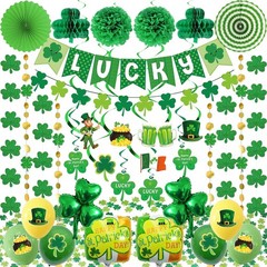 103 PCS St. Patrick’s Day Decorations Kit Party Supplies Set, Shamrock Green