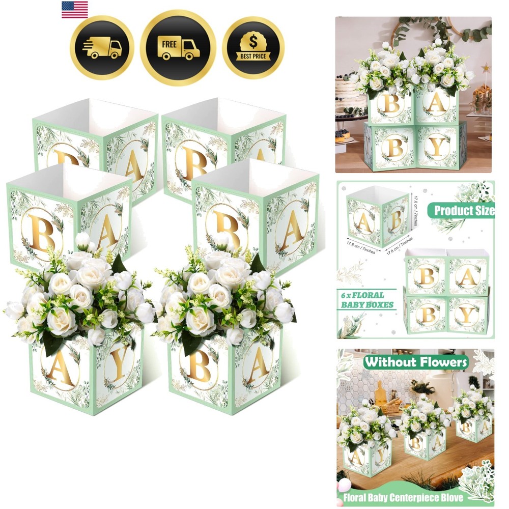 6 Pcs Baby Shower Centerpieces for Table Baby Shower Flower Boxes Gender Reve…