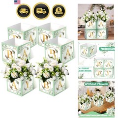 6 Pcs Baby Shower Centerpieces for Table Baby Shower Flower Boxes Gender Reve…