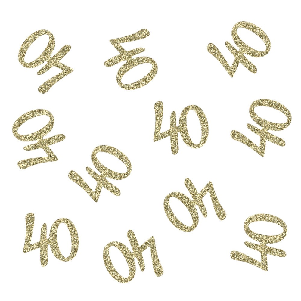 100 Pcs Gold Glitter Number 40 Table Confetti 40th Birthday/anniversary Celebrat