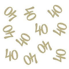 100 Pcs Gold Glitter Number 40 Table Confetti 40th Birthday/anniversary Celebrat