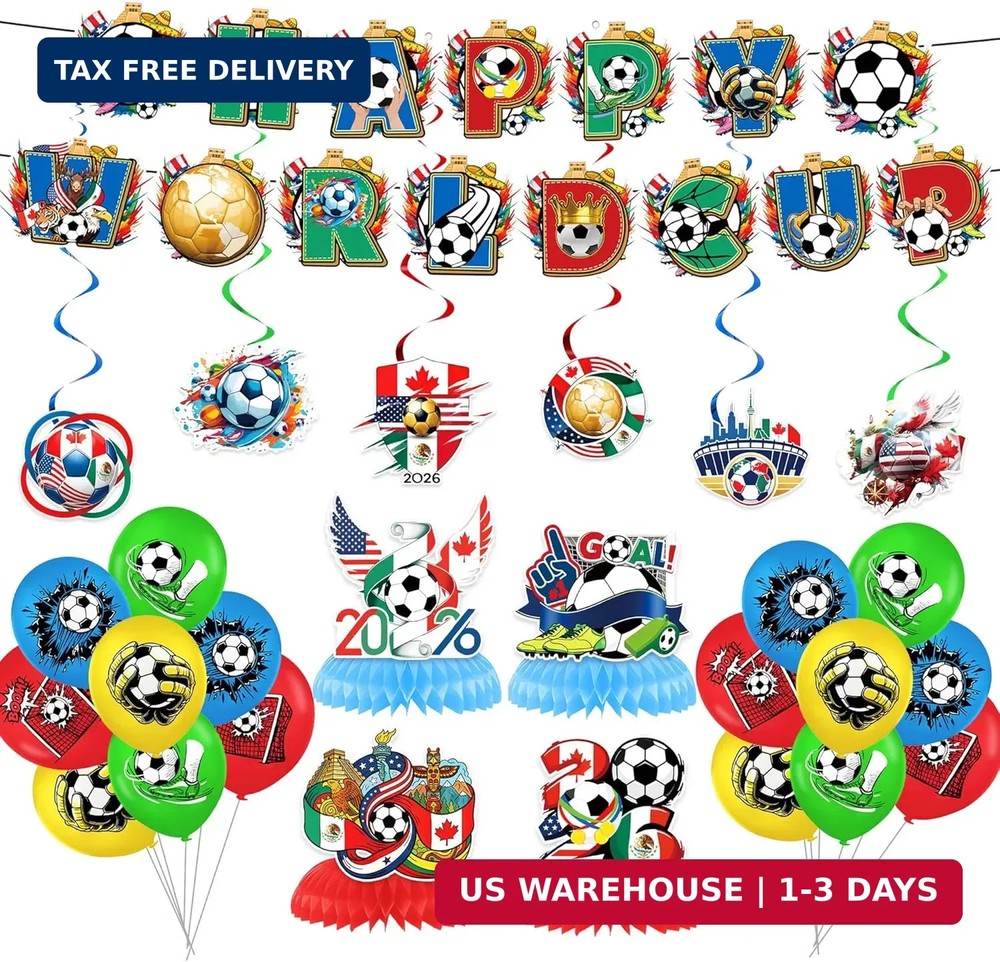 2026 World Cup Soccer Party Decorations Kit, Football Theme Decorations with Ban