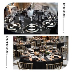 Teruntrue 4 Packs Round Tablecloths 108 Inches Black Polyester Fabric Circula…