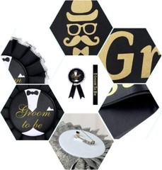 2PCS Groom Sash Badge Set, Bachelor Party Supplies for Men Groom to Be Sash Team