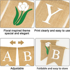 Baby in Bloom Burlap Banner – Rustic Neutral Baby Shower Decoration (Rose)