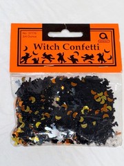 Vintage Amscam 3/4oz/21g Halloween Witches On Brooms Gold/Yellow Moons Confetti