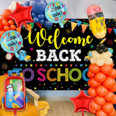 Welcome Back to School Backdrop, 72 X 44 Inch First Day of School Banner | Welco