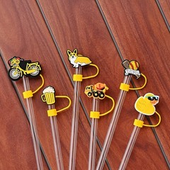 Bulk 10mm Colorful Straw Covers, 50pcs Lot of Cute Different Straw Toppers, D…