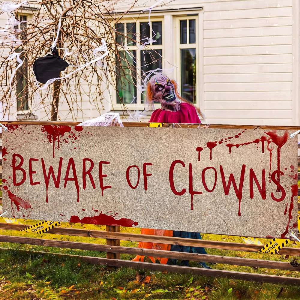 71″ X 20″ Halloween Clown Banner Outdoor Large Halloween Carnival Decoration Vin