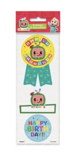 Cocomelon Birthday Stickers 31 Ct Per Pack Name Tags Happy Birthday NEW