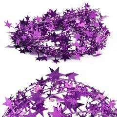 49.2 FT Star Tinsel Garlands for Christmas Star Wire Tinsel Garlands Purple