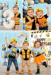 290PCS Construction Themed 3rd Birthday Party Supplies-Serves 25
