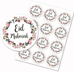 96PCS Eid Mubarak Stickers With Garland Signs Eid Party Decorations Ramadan P…