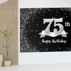 Stunning 6x4ft Happy 75th Birthday Banner with 20ft Ribbon – Perfect Gift
