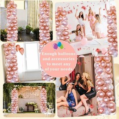 2 Sets Rose Gold Balloon Column Stand Kit with 100 Balloons Graduation Adjust…
