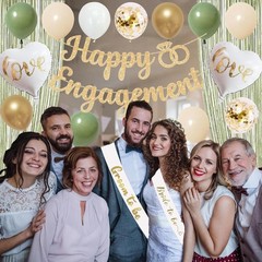 Elevate Your Engagement with Green Gold Party Decorations & Elegant Banner Set
