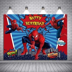 Spiderman Marvel Superhero Happy Birthday Backdrop 5×3.5ft Party Decoration